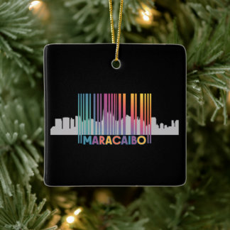 Maracaibo City Barcode Art Latin Pride Keramikornament