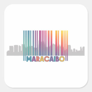 Maracaibo City Barcode Art Latin Pride Quadratischer Aufkleber