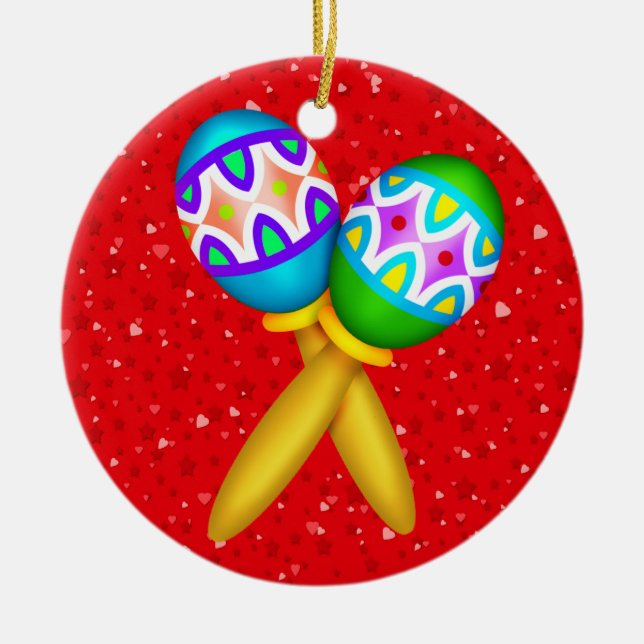 Maracas - Cinco de Mayo - Feliz Navidad Keramikornament (Vorne)