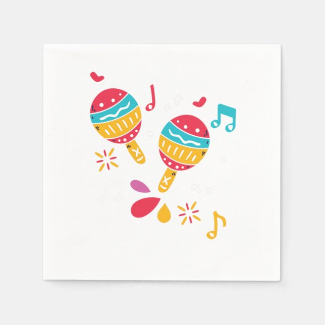 Maracas Colorful Music Mexican Maraca Sombrero Gif Serviette (Vorderseite)