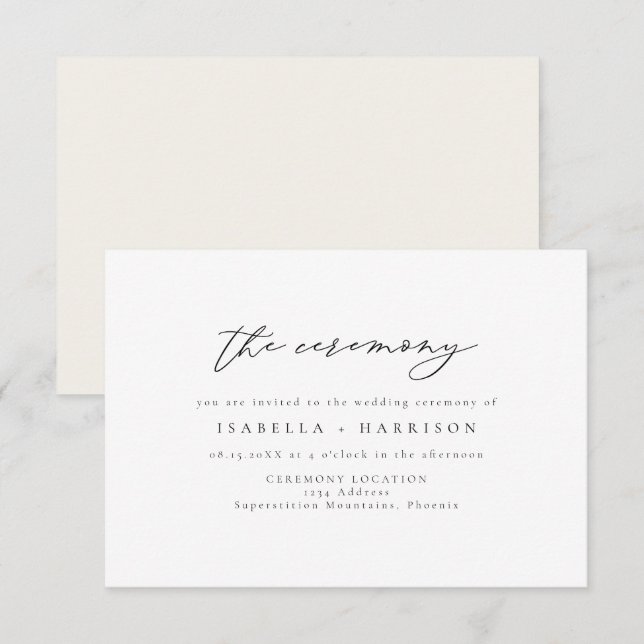 MARAH Elegante Minimalistische Hochzeitsfeier Beil Einladung (Vorne/Hinten)