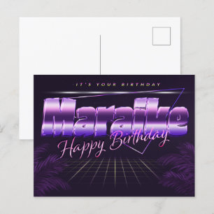 Maraike prénom carte postale violette anniversaire
