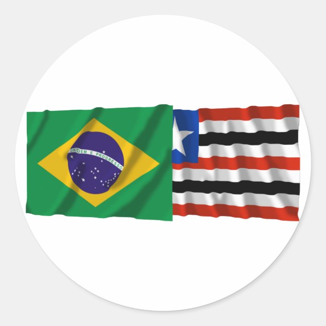 Maranhão & Brasilien Waving Flags Runder Aufkleber (Vorderseite)
