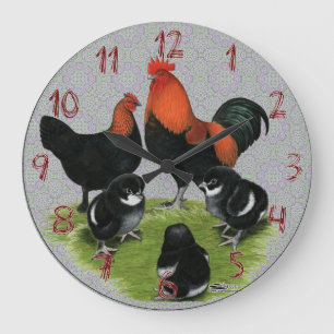 Marans schwarze kupferne Huhn-Familie Große Wanduhr