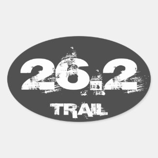 Marathon 26.2 Trail Oval Decal White on Black Ovaler Aufkleber