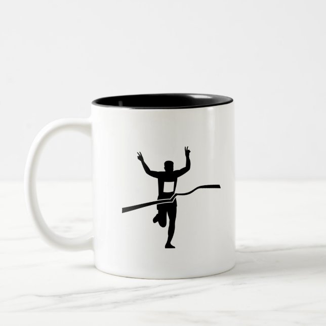 Marathon Finner Race Silhouette Zweifarbige Tasse (Links)