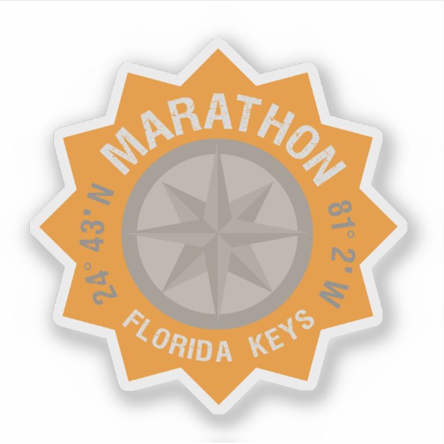 Marathon Florida Keys Latitude Longitude Orange Aufkleber (Vorderseite)