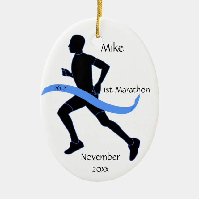 Marathon-Läufer-Verzierung - Mann Keramik Ornament (Vorne)