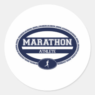 Marathon-Oval für Athleten und Zuschauer Runder Aufkleber