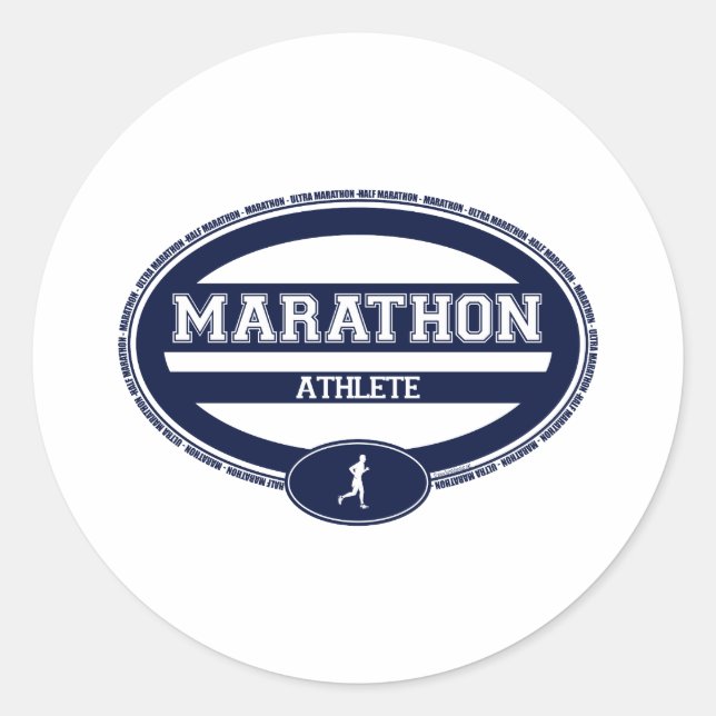 Marathon Oval für Sportler und Zuschauer Runder Aufkleber (Vorderseite)