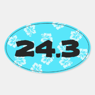 Marathon Run Finish Time Blue Hibisken - Ovaler Aufkleber