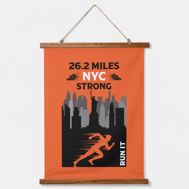 Marathon Runner New York 26,2 Wandteppich Mit Holzrahmen (Vorderseite)
