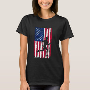 Marathon Runner USA Flag Race 4. T-Shirt