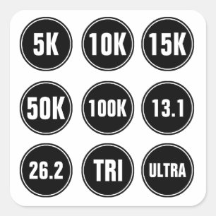 Marathon, Triathlon, 5K, 10K laufen... Quadratischer Aufkleber