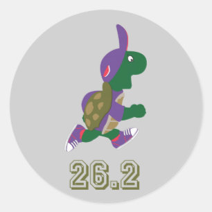Marathon Turtle Runner in Lila Runder Aufkleber