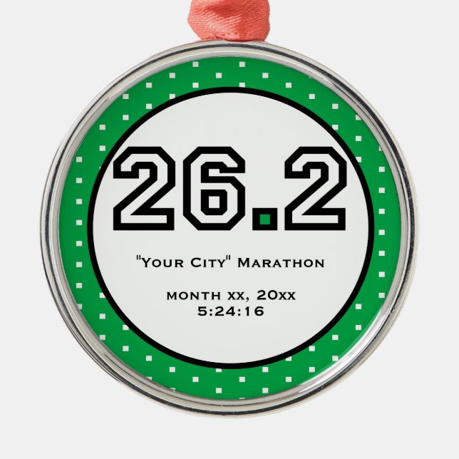 Marathon-Verzierung Silbernes Ornament (Vorne)