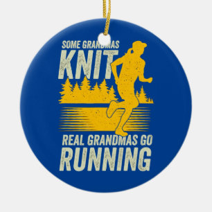 Marathonlaufende Oma Großmutter Keramik Ornament