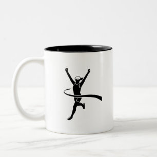Marathonläufer beim Finale Rennen Schwarz Zweifarbige Tasse