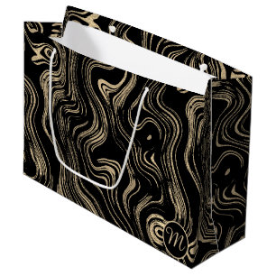 Marbed Gold Monogram Gift Bag Große Geschenktüte