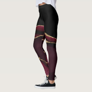 Marbel Achat Chic Schwarz Violett Gold Glitter Leggings