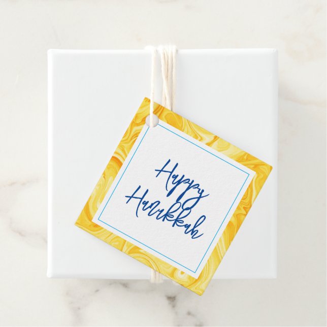 Marbelized Paint Art HAPPY HANUKKAH Holiday Geschenkanhänger (Beispiel)