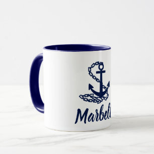 Marbella - Blau-Weiß-Tasse im maritimen Stil Tasse