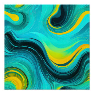 "Marbella" Gelbe Wirbel Waves Poster