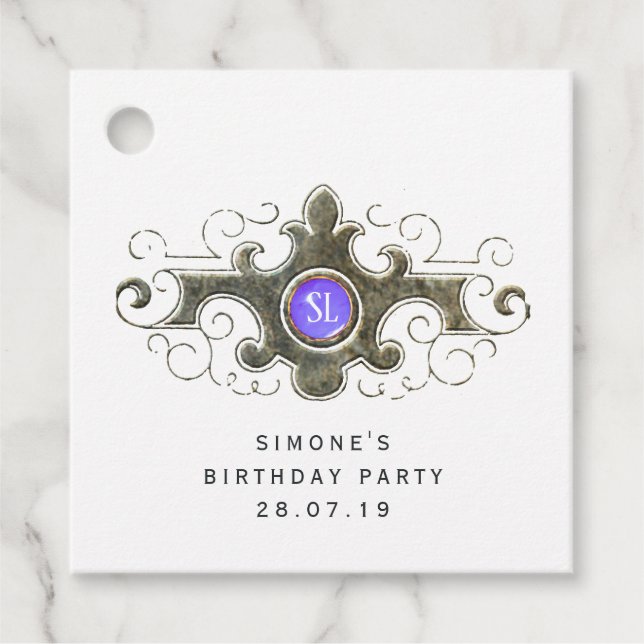 Marbella Gemstone Mermaid Monogram Geschenkanhänger (Vorderseite)