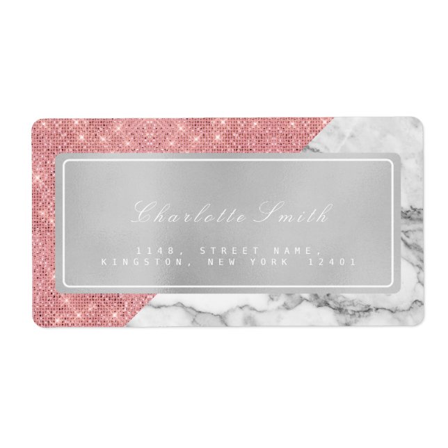 Marbella Gray Pink Rose Gold Rücksendeadressen-Auf (Vorne)