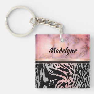 Marbella Pink Chic Tiger Safari Personalisiert dru Schlüsselanhänger