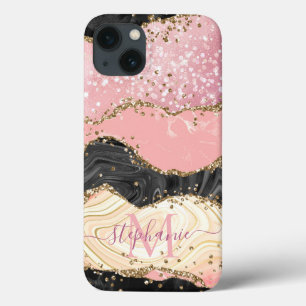 Marbella Pink Sparkle Gold Glitzer Agate personali Case-Mate iPhone Hülle