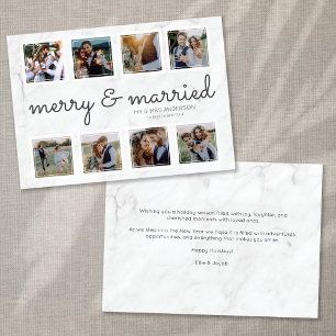 Marbella Script Foto Merry & Verheiratet Feiertagskarte