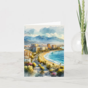 Marbella Spain Wasserfarbe Karte