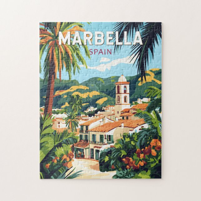 Marbella Spanien Illustration Reisen Vintag (Vertikal)