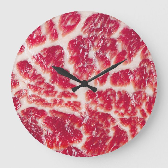 Marbellbeef Steak Texture Closeup Große Wanduhr (Vorderseite)