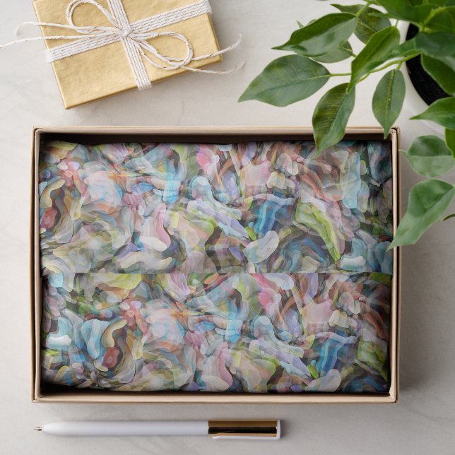 Marbile Blue Pink Lime Green Black Art Muster Seidenpapier (Geschenk)