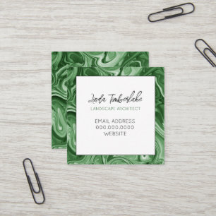 Marbile Paint PERSONALISIERT Chic Green Schwarz-we Quadratische Visitenkarte