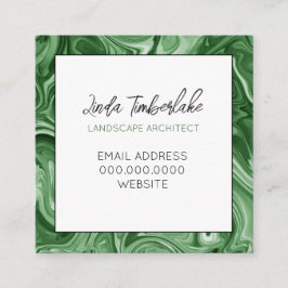 Marbile Paint PERSONALISIERT Chic Green Schwarz-we Quadratische Visitenkarte