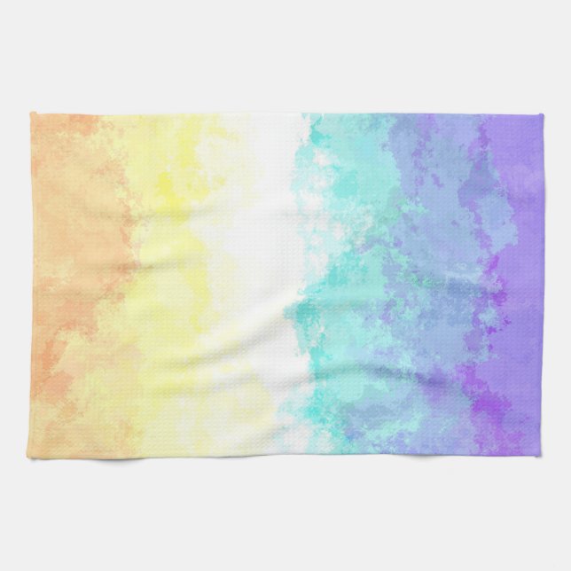 Marbile Wirbel Boho Abstrakt Genderfaun Pride Flag Geschirrtuch (Horizontal)
