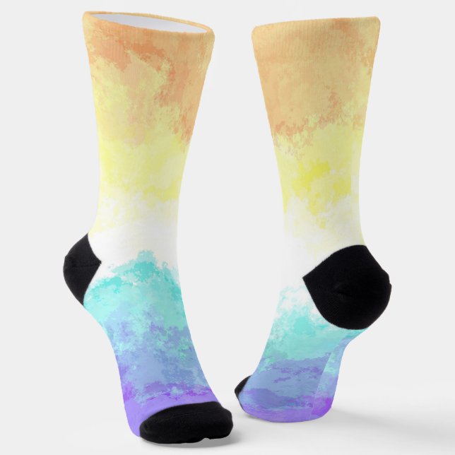 Marbile Wirbel Boho Abstrakt Genderfaun Pride Flag Socken (Gewinkelt)