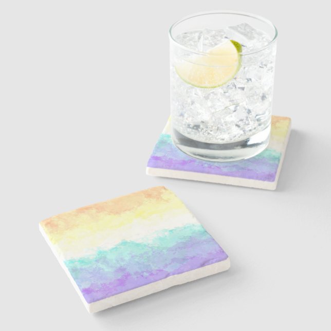 Marbile Wirbel Boho Abstrakt Genderfaun Pride Flag Steinuntersetzer (Seitenansicht)