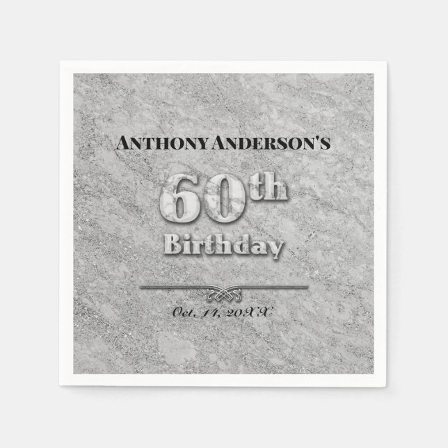 Marble 60. Geburtstagsparty Serviette (Vorderseite)