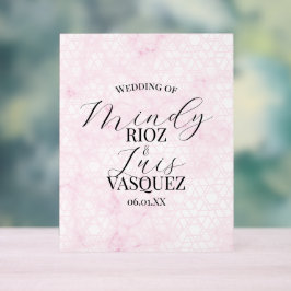 Marble Abstract Pink Wedding Script Black 