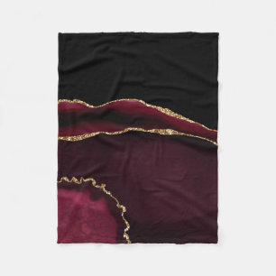 Marble Agate Chic Black Lila Gold Glitzer Fleecedecke