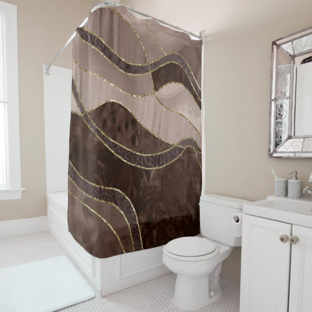 Marble Agate Gold Glam 4 - Landschaft Duschvorhang (Beispiel)