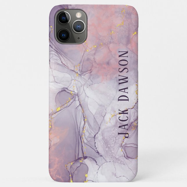 Marble Agate Lila und Gold Personalisiert Case-Mate iPhone Hülle (Rückseite)