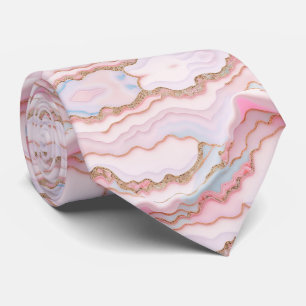 Marble Agate Modern Blue Pink Gold Collection Krawatte