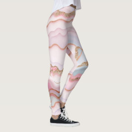 Marble Agate Modern Blue Pink Gold Collection Leggings