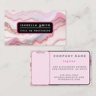 Marble Agate Modern Blue Pink Gold Collection Visitenkarte