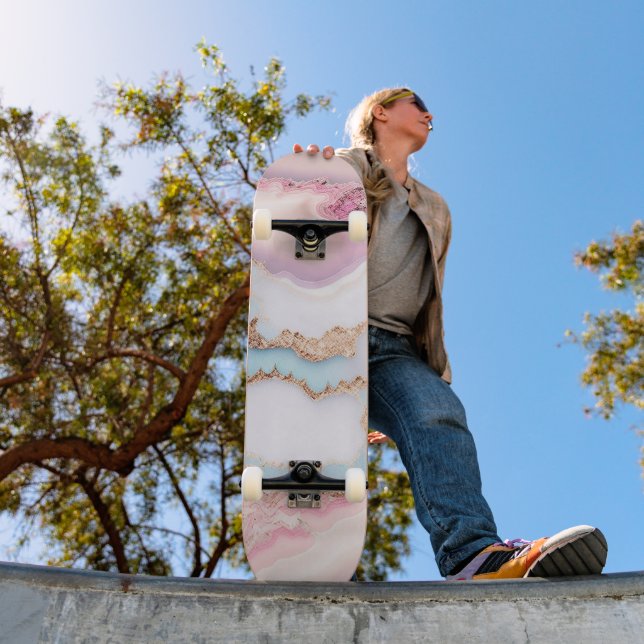 Marble Agate Popular Blue Pink Gold Collection Skateboard (Außenbereich 1)